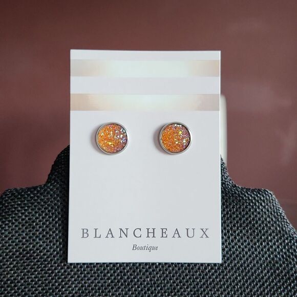 Round Druzy Earrings - Picture 1 of 3